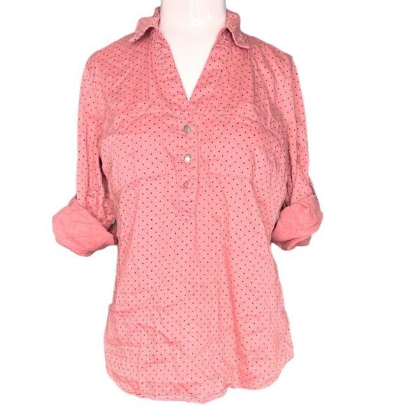 New York & Co size XS half button down polka dot shirt - Picture 1 of 8